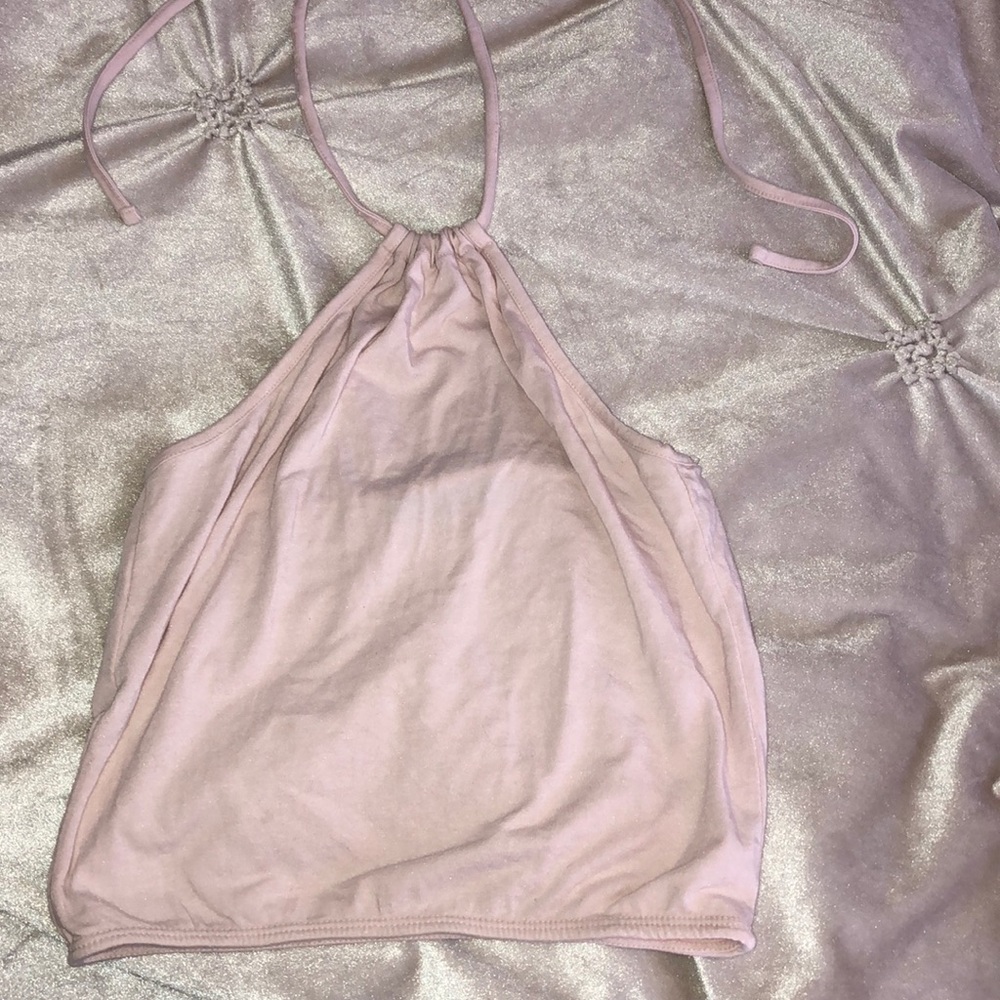 RARE BRANDY MELVILLE light pink tie crop top
